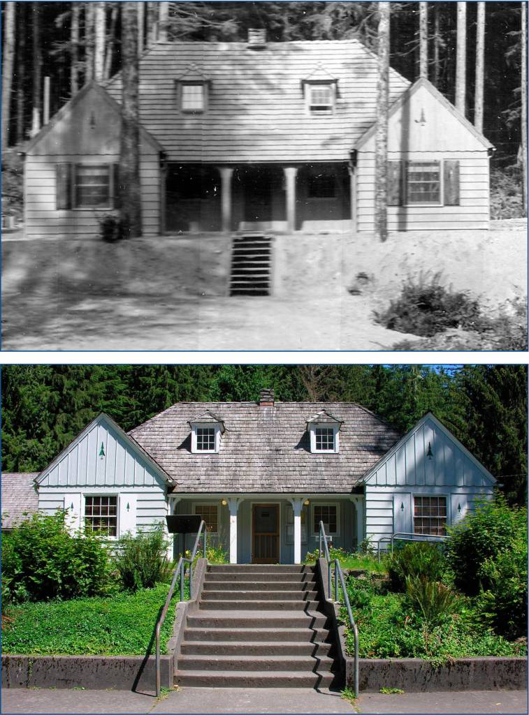 Verlot Ranger Station when built (top) and today. (Granite Falls History Museum)