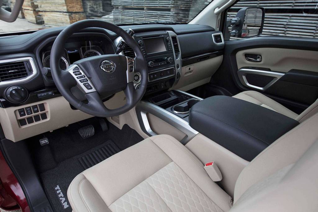The quiet interior of the 2018 Nissan Titan full-size half-ton pickup has comfortable seats and lots of space. (Manufacturer photo)