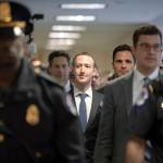 Facebook CEO Mark Zuckerberg arrives on Capitol Hill in Washington on Monday to meet with Sen. Dianne Feinstein, D-Calif., the ranking member of the Senate Judiciary Committee. Zuckerberg will testify Tuesday before a joint hearing of the Commerce and Judiciary Committees about the use of Facebook data to target American voters in the 2016 election. (AP Photo/J. Scott Applewhite)