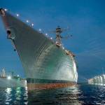 The USS Ralph Johnson after its launch in Pascagoula, Mississippi. (Huntington Ingalls Industries)