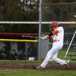 Cascades Brock Gillis hits a two-run triple in the first inning of a game against Jackson on April 11, 2018, at Cascade High School in Everett. (Andy Bronson / The Herald)