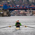 Eliza Dawson trains at the Seattle Rowing Center on Thursday, March 29, 2018. (Mike Siegel / The Seattle Times via AP)