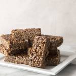 Peanut butter chocolate chip crispy rice treats are made with a blend of honey and peanut butter instead of marshmallows. (Photo by Jennifer Chase for The Washington Post)