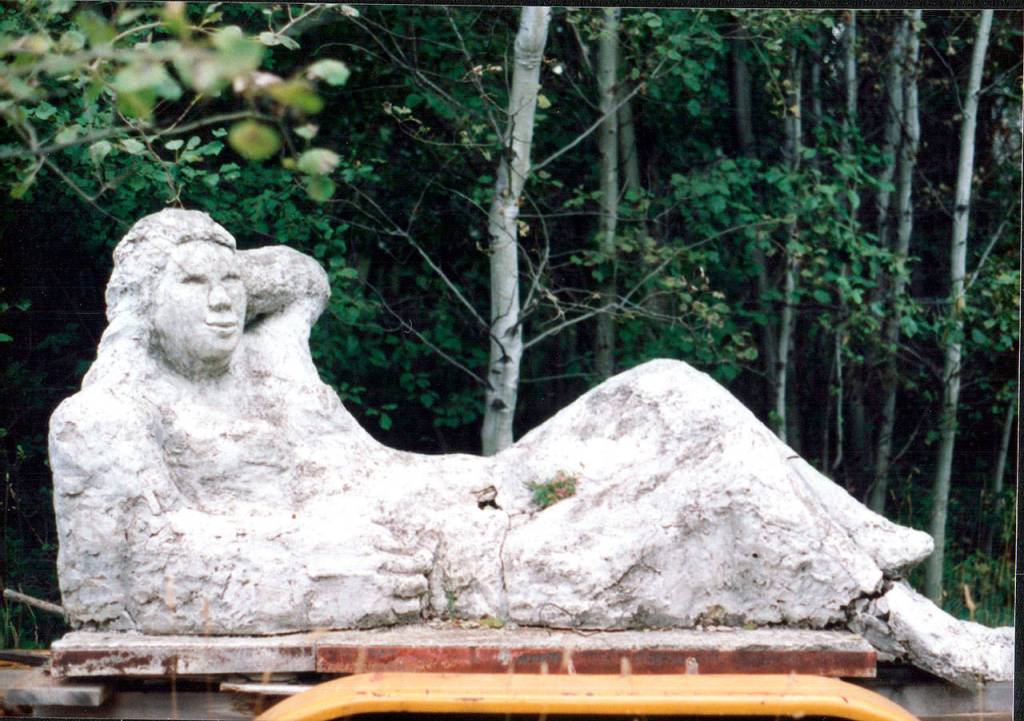 Artist Kay Henkel made this reclining nude, dubbed the Virgin of Perrinville, to attract attraction to her studio in the 1970s. Leila Pearsall bought it and shipped it to Arizona, where it shares the grounds of a bed-and-breakfast with a mermaid sculpture made by Henkel. (Submitted photo)