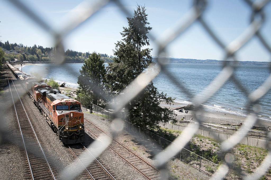 Much of Everetts waterfront is separated from the rest of the city by railroad tracks and a steep bluff. (Lizz Giordano / The Herald)