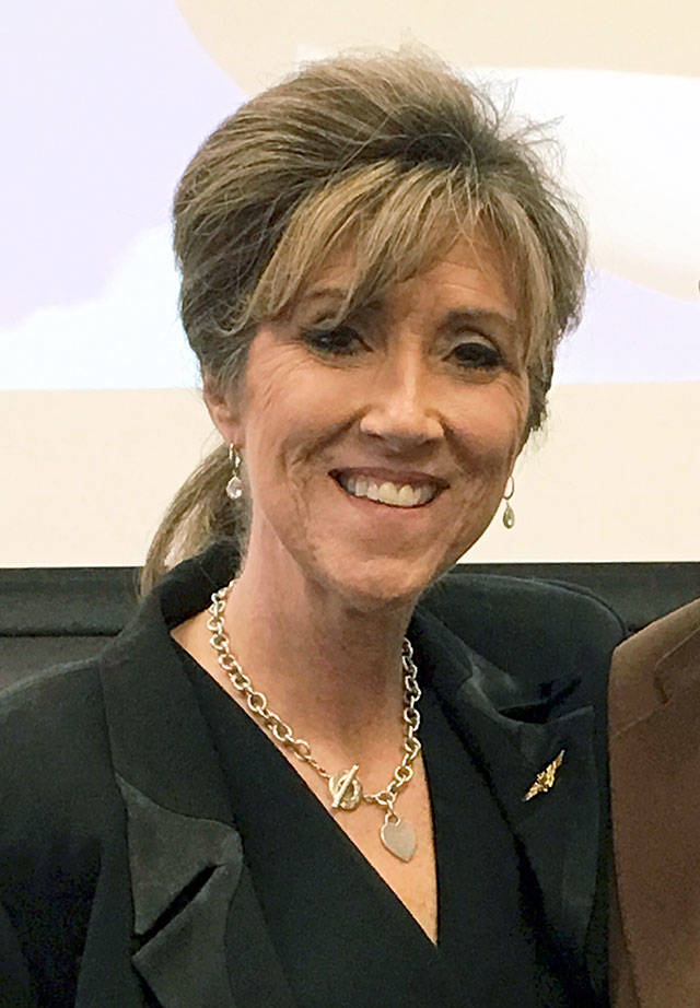 Tammie Jo Shults, one of the pilots of a Southwest Airlines twin-engine Boeing 737 bound from New York to Dallas that made an emergency landing at the Philadelphia International Airport after the aircraft blew one of its engines on Tuesday. (Kevin Garber/MidAmerica Nazarene University via AP)