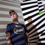 Seattle artist Harold Hollingsworth is painting Dazzle Ship patterns on walls at the Schack Art Center for its upcoming exhibition, The Intersection of Art + Math. (Andy Bronson / The Herald)