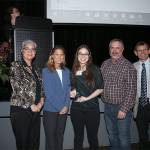 Emily McLaughlin Sta. Maria (center) receives a Youth Conservation Leader of the Year award. Hes pictured with, from left, Maia Bellon, Washington Department of Ecology director, Stephanie Wright, Snohomish County Council chair, Mark Craven, Snohomish Conservation District Board chair, and Monte Marti, SCD district manager. (Contributed photo)