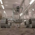 A lightweight simulator version of NASAs Resource Prospector undergoes a mobility test at the Kennedy Space Center in Florida. (Kennedy Space Center)