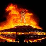 In this 2013 photo, the Man burns on the Black Rock Desert at Burning Man near Gerlach, Nevada. (Andy Barron /The Reno Gazette-Journal via AP, File)