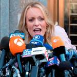 Stormy Daniels filed a defamation complaint in federal court in New York on Monday. At issue is a tweet Trump made in which he dismissed a composite sketch that Daniels says depicts a man who threatened her in 2011 to stay quiet about her alleged sexual encounter with Trump. (AP Photo/Mary Altaffer)