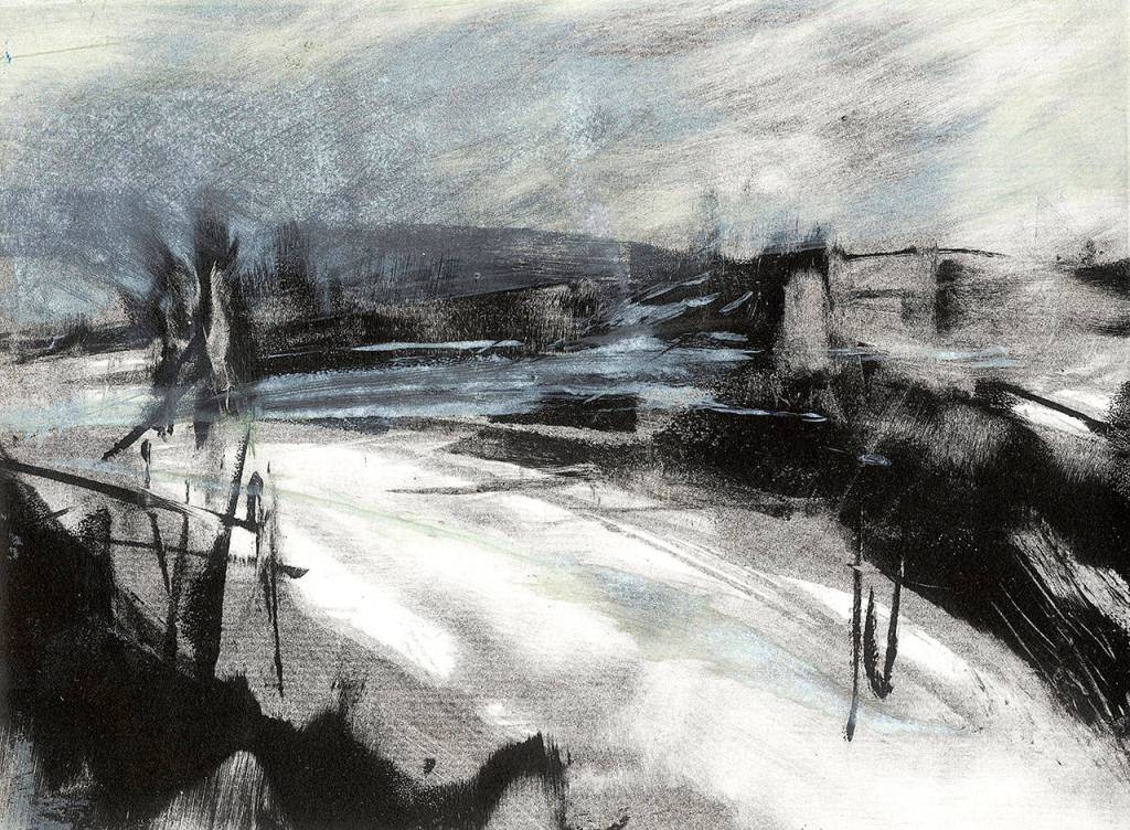 The Big Dark III was painted and printed during this past winter by Kris Ekstrand. More of her work can be seen through May 27 at Smith & Vallee Gallery in Edison.