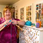 Kim Payne in her knitting room at her home in Everett on May 13, 2018. (Kevin Clark / The Herald)