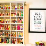 Kim Payne displays knitting spools throughout her knitting room at her home in Everett on May 13, 2018. (Kevin Clark / The Herald)