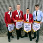 Sno-Isle Tech Skills Center precision machining students (from left) Christian Gray, Joseph Dunham, Robert Knight and Max Ackerman celebrate championship awards at the state SkillsUSA competition. (Contributed photo)