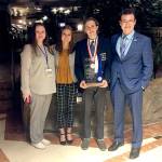 Arlington High School DECA students, from left, Cortney Himple, Gabby Peters, Ethan Paisley and John Cramer attended the DECA International Career Development Conference in Atlanta, Georgia. Paisley won a first-place award. (Not pictured is Cole Hoglund.) (Contributed photo)
