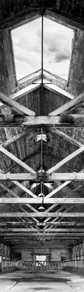 Ryan Cades vertical panorama of a barn, titled Just Look Up, also is featured at the Russell Day Galley student exhibition.