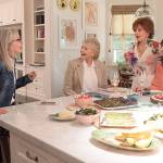 Well-to-do friends (from left) Diane Keaton, Candice Bergen, Jane Fonda, Mary Steenburgen gather in an appropriately large and tastefully decorated kitchen in Book Club. (Paramount Pictures)