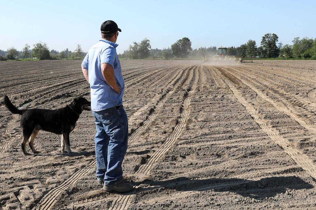 Arlington hay farmer Andrew Albert, like many farmers, leases a lot of the land he farms. He cant match the price developers are able to pay for rural lands. (Lizz Giordano / The Herald)