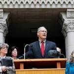 Washington Gov. Jay Inslee speaks May 11 in front of Western State Hospital in Lakewood. (AP Photo/Ted S. Warren, file)
