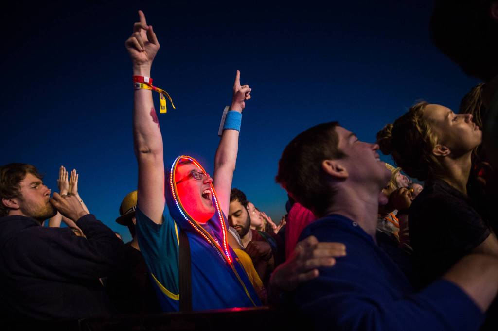 Fans react to Big Gigantic performing on day two of the annual Sasquatch! Music Festival on May 27, 2017 in George. (Daniella Beccaria / For the Herald)