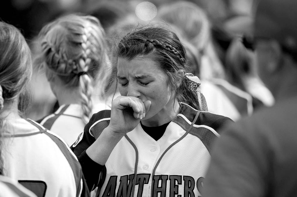 Kevin Clark / The Herald                                Snohomishs Bailey Greenlee reacts Saturday after the Panthers lost to Bonney Lake in the 3A softball championship game at the Regional Athletic Complex in Lacey.