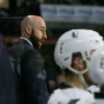 The Everett Silvertips assistant coach Mitch Love watches the team play against the Swift Current Broncos on Tuesday, May 8, 2018 in Everett, Wa. Love has accepted an offer to serve as head coach of the Saskatoon Blades of the Western Hockey League. (Andy Bronson / The Herald)