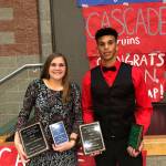 Everett School District photo                                Everetts Megan Gordon (left) and Jacksons Daniel Arias were the recipients of $2,500 scholarships from Dwayne Lanes at the Everett School District athletic banquet Thursday at Jackson High School in Mill Creek.