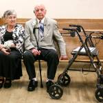 Marilyn Ogden (left) and Kal Leichtman await the judge Wednesday afternoon at the Snohomish County Courthouse in Everett. (Kevin Clark / The Herald)
