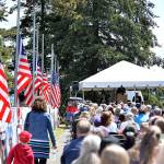 Capt. Mark Lakamp, commander of Naval Station Everett, gives the keynote address at a Memorial Day commemoration ceremony in Evergreen Cemetery in Everett on May 28. The 100th anniversary ceremony, hosted by the Snohomish County Central Memorial Committee, was attended by several hundred people. (U.S. Navy photo by Mass Communication Specialist 2nd Class Jonathan Jiang)
