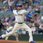 Seattle Mariners starting pitcher Felix Hernandez pitched into the eighth inning for the first time this season in Sundays 2-1 win over the Tampa Bay Rays. (AP Photo/John Froschauer)