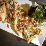 Festive flatbread made with smoked salmon and asparagus