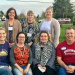Snohomish Garden Club grant recipients (first row, from left) Becka Cruze and Ashley Ratcliff of Cascade View Elementary PTA; Cherlyn MacGurn of Delta Rehabilitation Center; Scott Miller of the Centennial Middle School Gardening Club; (second row) Jodi Forsell and Lynda Quinn, co-chairs of the Youth Education Garden Grant Committee; and Kristel Armes of Dutch Hill Elementary PTA. (Contributed photo)