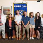 The Kiwanis Club of Snohomish recently awarded its 2018 scholarships. Pictured from left are Snohomish High School Principal Eric Cahan, Jennifer Mendez, Ryan Harris, Glacier Peak High School Principal Jeff Larson, Angela Bleeker, Savanna Bruno, and AIM High School Director June Shirey. Not pictured are Elena Forster, Michaela Rogalinski, Jaycee Isenhart and Jaina Smay. (Contributed photo by Jared M. Burns)