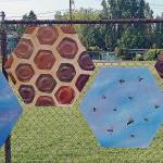 Protect Our Bees on the Frances Anderson Center play field fence. (Contributed photo)