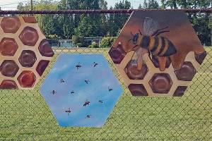 Teen art at Frances Anderson Center — indoors and outdoors