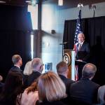 United States Attorney General Jeff Sessions speaks about immigration at Parkview Field in Fort Wayne, Indiana, on Thursday. Sessions cited the Bible Thursday in his defense of his border policy that is resulting in hundreds of children being separated from their parents. (Mike Moore/The Journal-Gazette via AP)