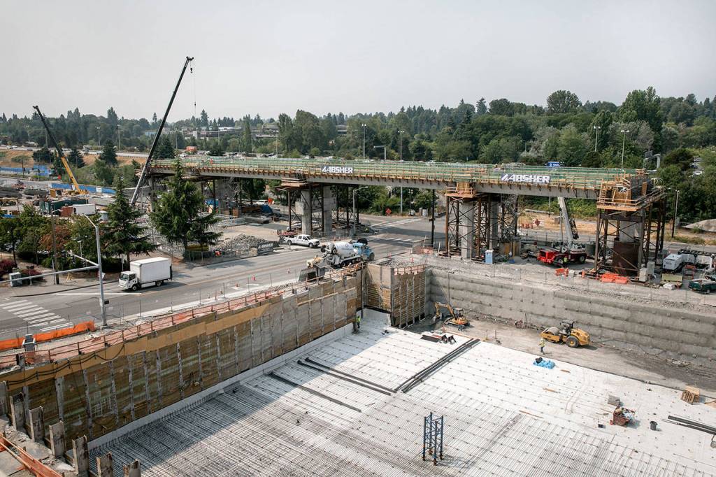 In August 2017 the future Northgate light rail station began to take shape. (Lizz Giordano / The Herald)