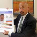Private investigator Jason Jensen, of the Utah Cold Case Coalition, holds a DNA phenotype report at his office Friday in Salt Lake City. (AP Photo/Rick Bowmer)