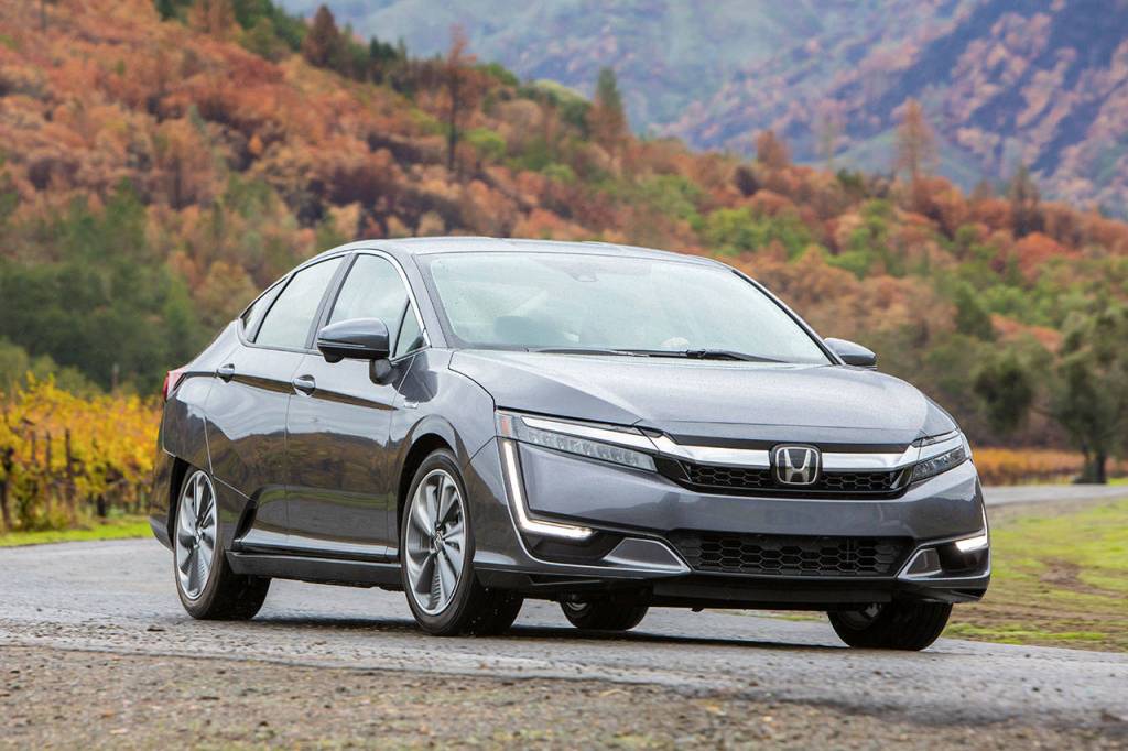 The 2018 Honda Clarity Plug-in Hybrid can travel up to 47 miles on electricity alone, and can be recharged in 2.5 hours if using a Level 2 charger. (Manufacturer photo)