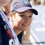 Monica Vaughn, from Bakersfield, California, watches her husband, Chief Petty Officer Tim Vaughn, of Marysville, Washington, compete in the mens 800 meters during the Department of Defense Warrior Games on Saturday, June 2, 2018, at the U.S. Air Force Academy near Colorado Springs, Colorado. Monica cheered Tim on from the stands for each of his track events. (Photo/Christina R. Matacotta, Grady Sports Bureau)