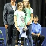 Everett Mayor Cassie Franklin presents Forest View Elementary School students Sofia Pasinetti and Ava Nowak each with the Mayors Award: Community Innovator Award. (Contributed photo)