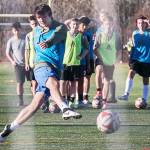 Keegan Rubio runs through drills during practice Friday afternoon at Glacier Peak High School in Snohomish on March 17, 2018. (Kevin Clark / The Daily Herald)
