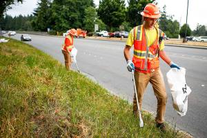They collected 4,676 bags of trash along 445 miles of road