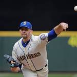 Seattle Mariners starting pitcher James Paxton struck out 11 Kansas City Royals in his eight innings of work Sunday. (AP Photo/Ted S. Warren)