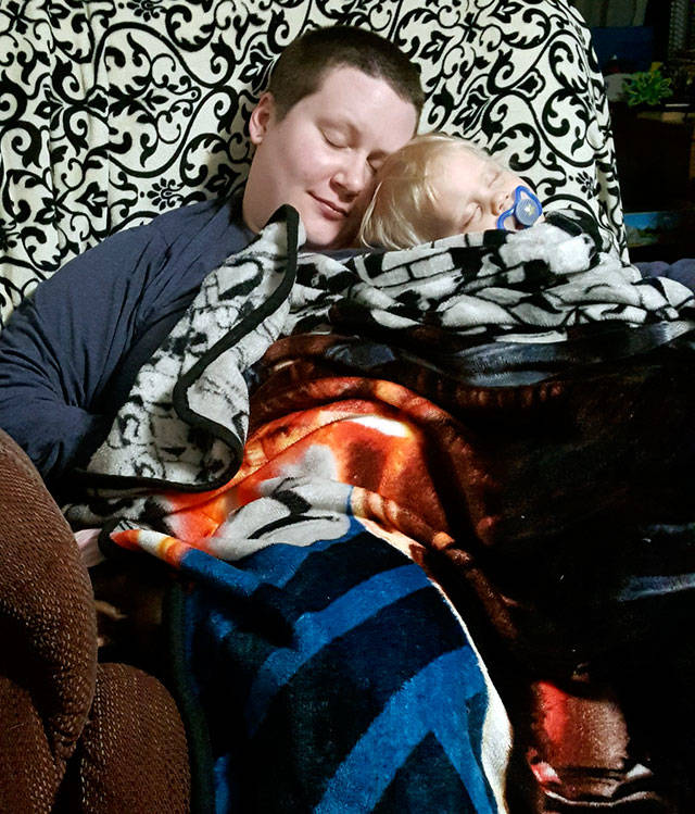Miriam Robinson, 28, asleep on a chair with her friends son, Jack, in Albany, Oregon. She was killed in a head-on crash with a wrong way driver July 1, 2018, in Snohomish County. Jack survived the crash. (Family photo)