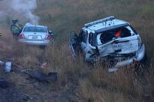 Trooper hurt after suspected drunk driver rear ends parked SUV