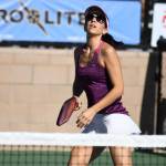 Tonja Major waits on a ball during a match at the 2016 USA Pickleball Association Nationals in Casa Grande Arizona. (Selkirk Sport)