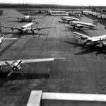 An Alaska Airlines plane and other aircraft are pictured outside Alaskas maintenance and repair facility at Paine Field in 1951. The airline will soon offer commercial flights from Paine Field. (Ken Knudson / Everett Herald)