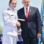 Vice President Mike Pence congratulates Ensign Megan Rice, of Snohomish, at the 2018 commencement ceremony at the U.S. Coast Guard Academy in New London, Connecticut. (Contributed photo)